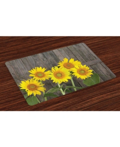 Ambesonne Sunflower Place Mats, Set Of 4 In Brown