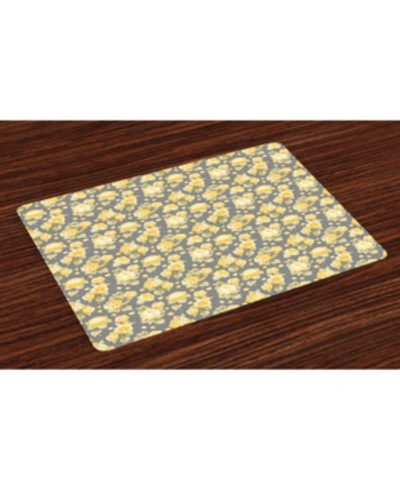 Ambesonne Flower Place Mats, Set Of 4 In Yellow