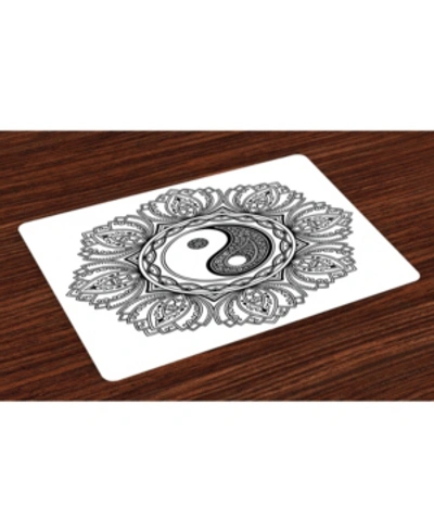 Ambesonne Ying Yang Place Mats, Set Of 4 In Black