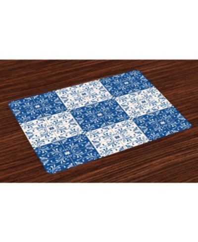 Ambesonne Moroccan Place Mats, Set Of 4 In Navy