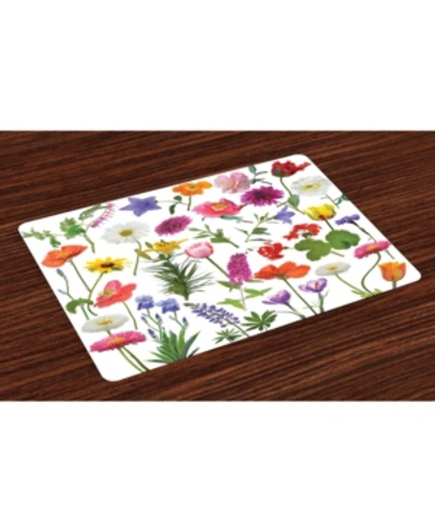 Ambesonne Flower Place Mats, Set Of 4 In Multi