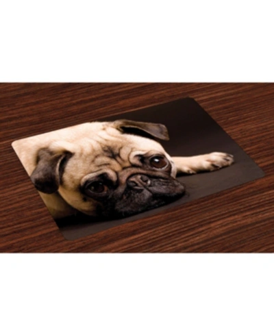 Ambesonne Pug Place Mats, Set Of 4 In Brown