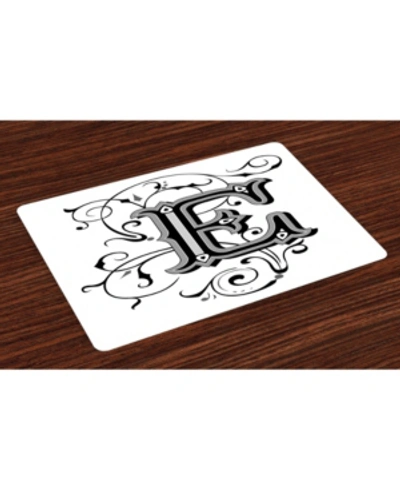 Ambesonne Letter E Place Mats, Set Of 4 In Black