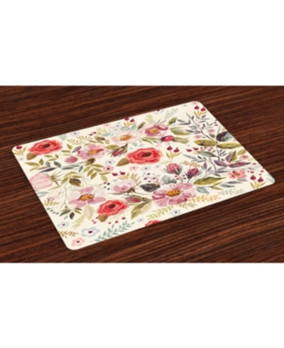 Ambesonne Shabby Flora Place Mats, Set Of 4 In Multi