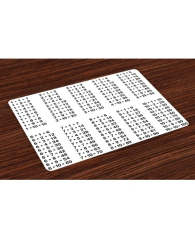 Ambesonne Educational Place Mats, Set Of 4 In Black