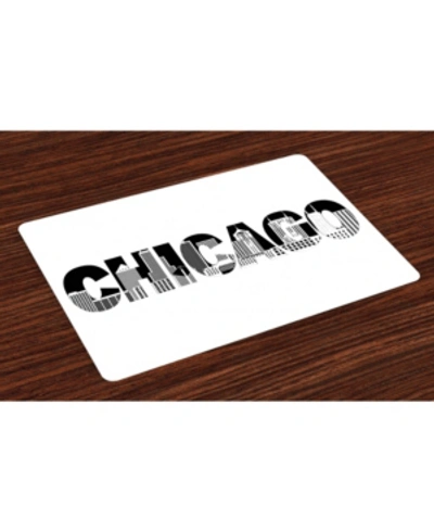 Ambesonne Chicago Skyline Place Mats, Set Of 4 In Black