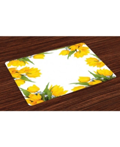 Ambesonne Flower Place Mats, Set Of 4 In Multi