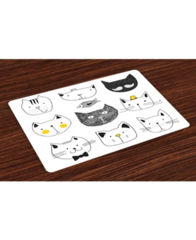 Ambesonne Cat Place Mats, Set Of 4 In Yellow