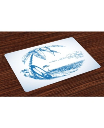 Ambesonne Surf Place Mats, Set Of 4 In Blue