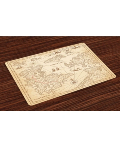 Ambesonne Map Place Mats, Set Of 4 In Sand