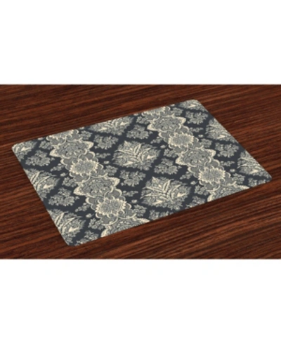 Ambesonne Damask Place Mats, Set Of 4 In Charcoal