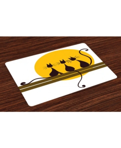 Ambesonne Animal Art Place Mats, Set Of 4 In Yellow