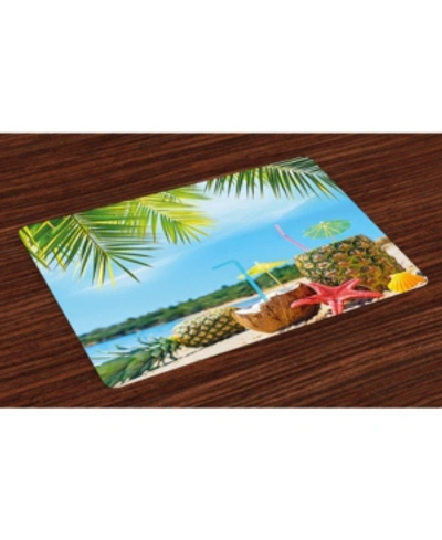 Ambesonne Tropical Place Mats, Set Of 4 In Blue
