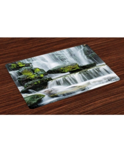 Ambesonne Waterfall Place Mats, Set Of 4 In Green