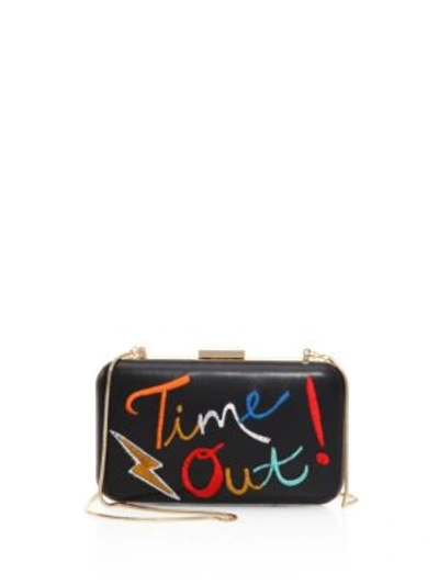 Alice And Olivia Shirley Embroidered Leather Frame Clutch In Multi