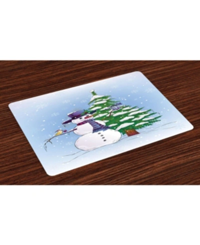 Ambesonne Christmas Place Mats, Set Of 4 In Blue