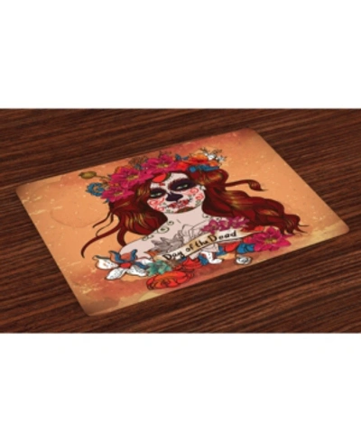 Ambesonne Day Of The Dead Place Mats, Set Of 4 In Multi