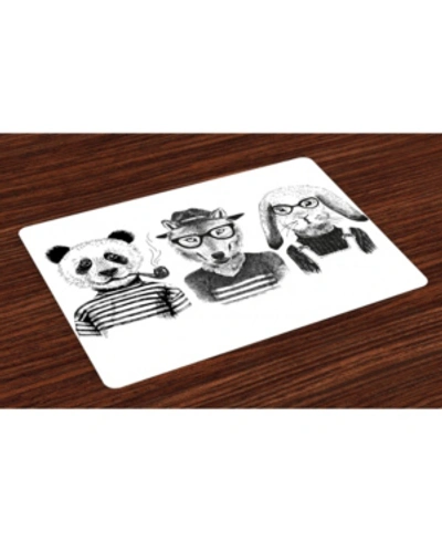 Ambesonne Animal Place Mats, Set Of 4 In Black