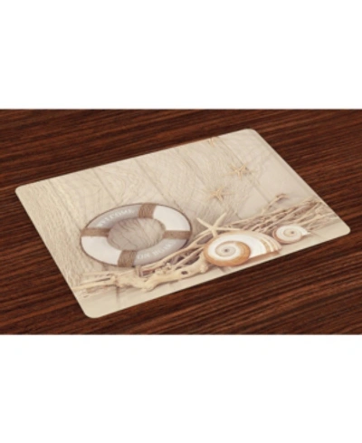 Ambesonne Coastal Place Mats, Set Of 4 In Tan