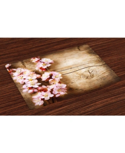 Ambesonne Floral Place Mats, Set Of 4 In Sand