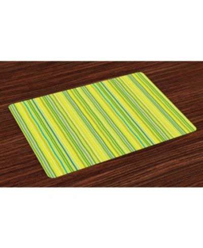Ambesonne Lime Green Place Mats, Set Of 4 In Multi