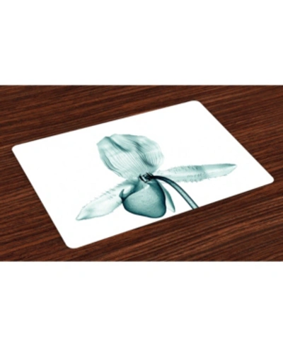 Ambesonne Flower Place Mats, Set Of 4 In Teal