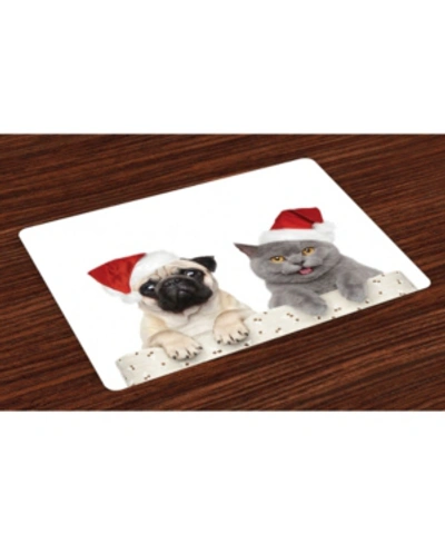 Ambesonne Pug Place Mats, Set Of 4 In Multi