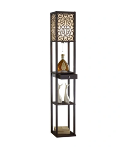 Artiva Usa Etagere 63" Shelf Floor Lamp With Drawer In Coffee Bea