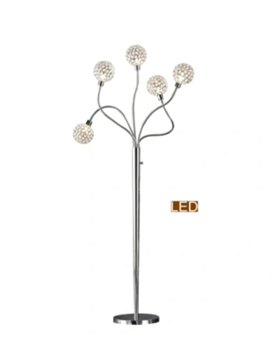Artiva Usa Soho 65" H Led Modern 5-light Crystal Balls Floor Lamp With Dimmer In Silver