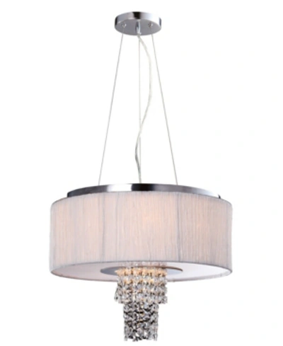 Artiva Usa Modern, Comtemporary Adrienne 6-light Crystal Chandelier With Plisse Fabric Shade, Stainless Steel In Silver