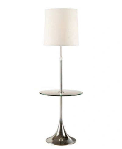 Artiva Usa Enzo Modern Adjustable 52 To 65" Floor Lamp With Tempered Glass Table In Silver