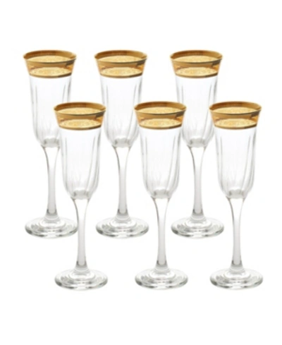 Lorren Home Trends Flute Melania Collection Amber - Set Of 6