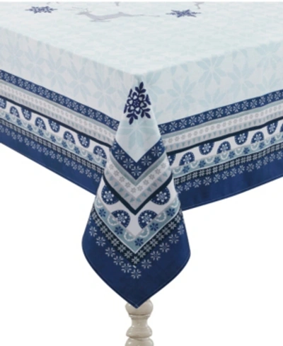 Laural Home Simply Winter Tablecloth In White And Blue