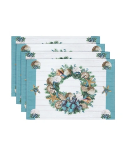 Laural Home Christmas By The Sea Placemat - Set Of 4 In Aqua And Shiplap