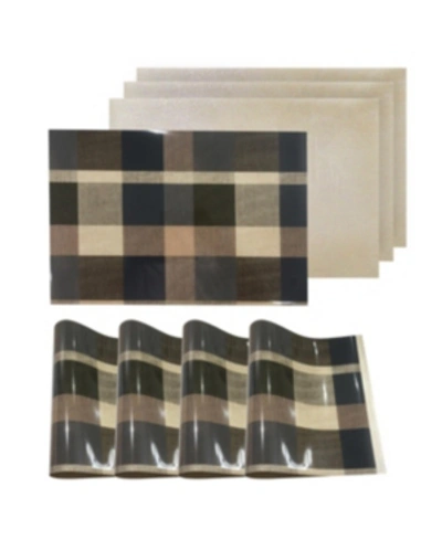 Dainty Home Reversible Metallic Place Mats Non-slip Plaid Checker Dining Table 12" X 18" Placemats - Set Of 4 In Blue