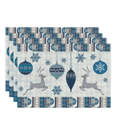Laural Home Simply Winter Placemat - Set Of 4 In White And Blue