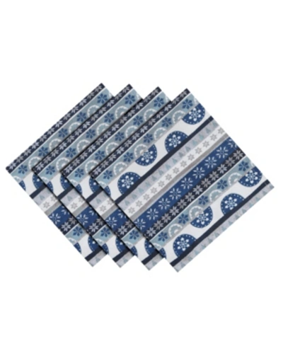 Laural Home Simply Winter Napkin - Set Of 4 In White And Blue