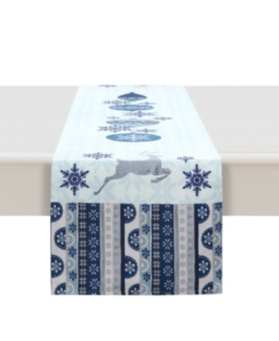 Laural Home Simply Winter Table Runner In White And Blue