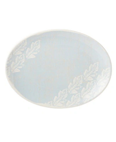 Lenox Textured Neutrals Leaf Oval Platter In White And Chambray