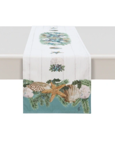 Laural Home Christmas By The Sea Table Runner In Aqua And Shiplap