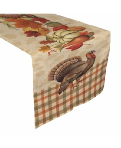 Laural Home Bountiful Harvest Table Runner 13" X 72" In Orange And Tan