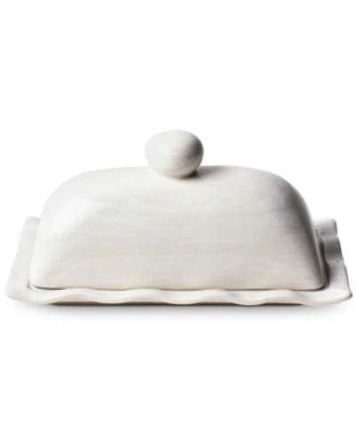 Coton Colors By Laura Johnson Signature White Ruffle Domed Butter Dish