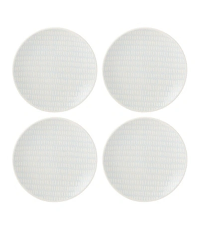 Lenox Textured Neutrals Dobby Accent Plates Set/4 In White And Chambray