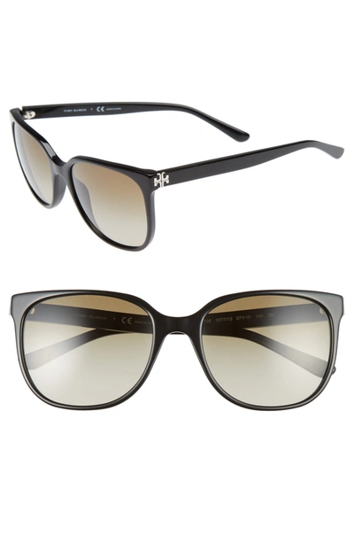 Tory Burch 57mm Gradient Sunglasses - Black In Black/brown Gradient