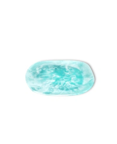 Nashi Home Organic Platter Large In Aqua Swirl