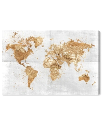 Oliver Gal Metallic World Map Giclee Print On Gallery Wrap Canvas Art In Gold