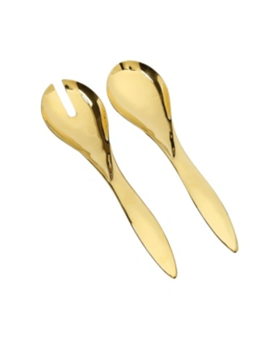 Classic Touch Set Of 2 Shiny Gold-tone Salad Servers