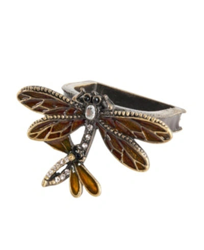 Saro Lifestyle Dragonfly Napkin Ring, Set Of 4 In Honey Brow