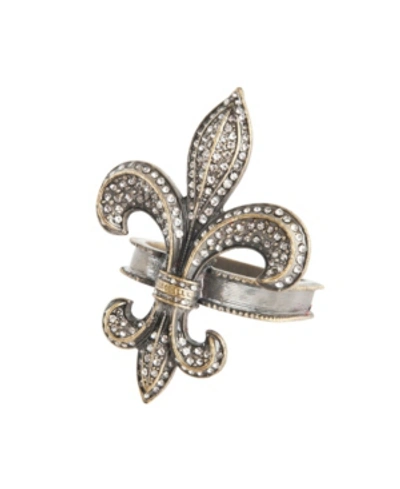 Saro Lifestyle Fleur-de-lis Design Napkin Ring, Set Of 4 In Gold