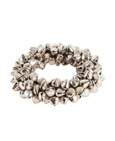 Saro Lifestyle Petite Jingle Bell Napkin Ring, Set Of 4 In Silver